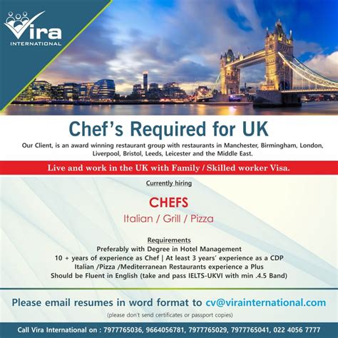 chef visa sponsorship requirements.